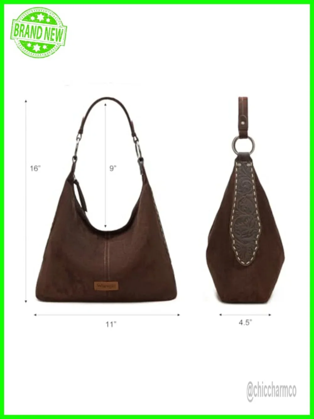 Suede Hobo Purse Embossed Soft Slouchy Shoulder Bag 2Pc Set